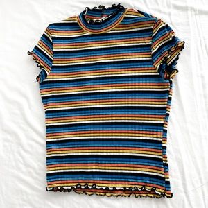 Retro striped turtleneck tee